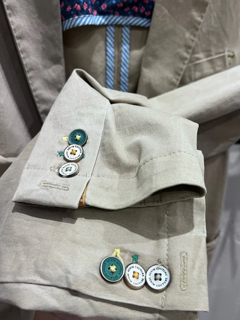 Zara Man Blazer Cotton Denim Tan Khaki Size Large